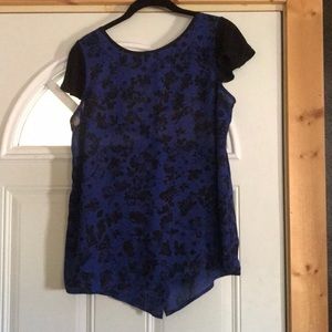 Royal blue flower print blouse
